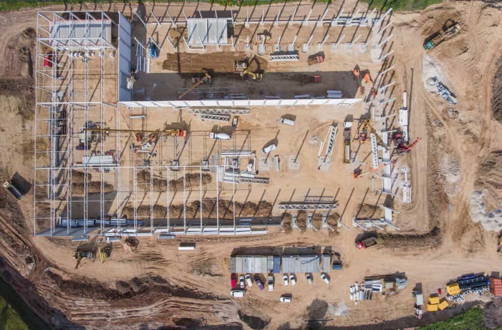 Construction site shot from above